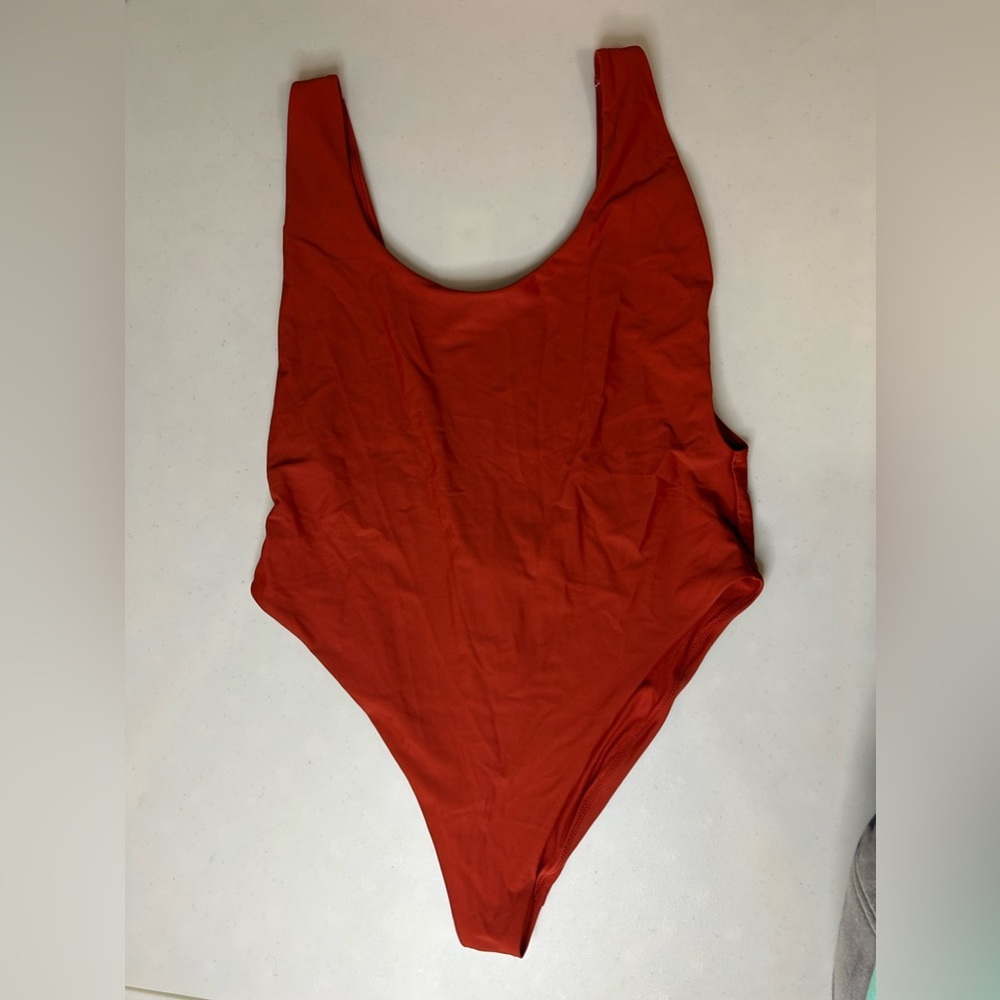 Aerie Super Scoop Cheeky High Cut One Piece Swimsuit Burnt Orange Size XXL